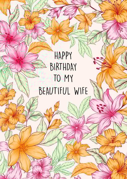 Pretty Birthday Card - Beautiful Wife created by Poppy & Mabel 