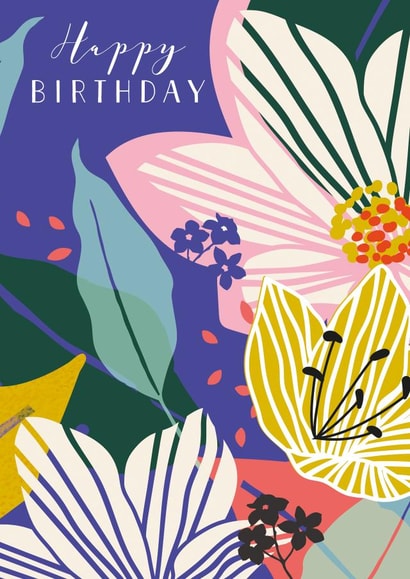 Happy Birthday - Abstract Floral - all over print created by Laura Darrington Design Ltd.