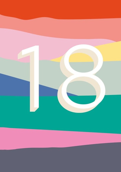 18th Birthday card - contemporary all over print created by Laura Darrington Design Ltd.