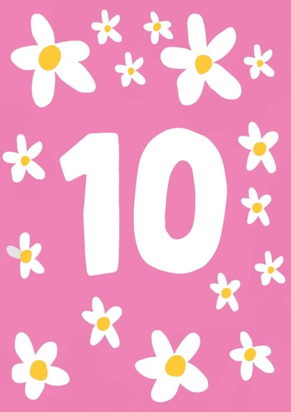 Pretty Birthday Card - 10th created by tea please