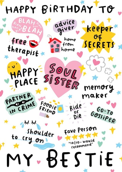 Bestie Birthday Card - Soul Sister created by Arrow Gift Co