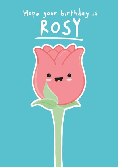 Cute Flower Pun Birthday Card - Kawaii Rose created by Lanther Black