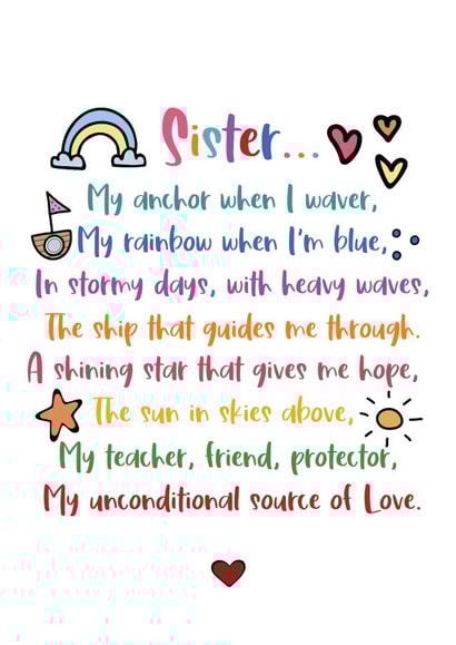 Thank You Sister - Heartfelt Sister Poem created by And You Can Quote Me