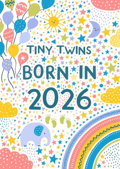 Cute New Baby Twins Card - Born In 2026 created by Pear Tree Press