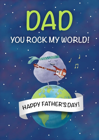 Cute father's day card - rock music - Dad you rock my world! created by J C Perry