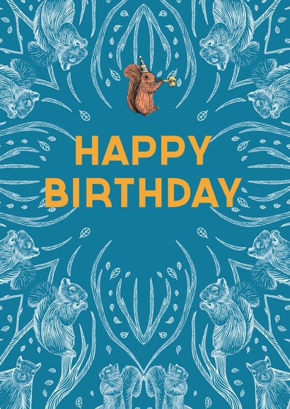 Birthday Squirrel Card - Cute Squirrel Pattern Birthday Card - Wildlife Card created by Oliver Stockley
