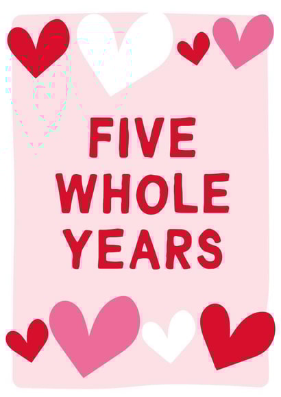 Five Whole Years - Anniversary Card - Wedding Anniversary Card - Cute created by Gem Draws Stuff