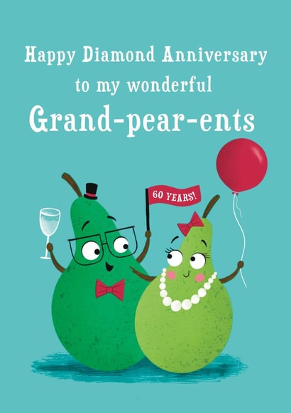 Grand-pear-ents Funny Pears 60th Diamond Anniversary Card created by Hannah Jayne Lewin