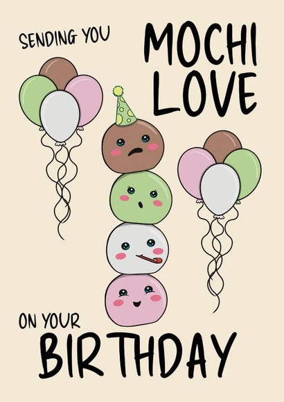 Cute Birthday Card - Japanese Mochi created by @Cupsie's Creations