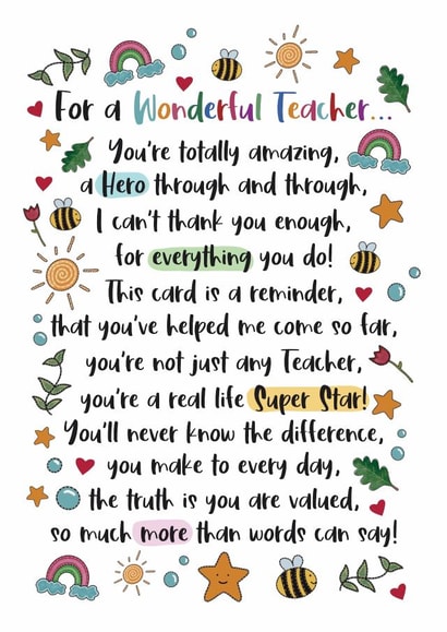 Thank You Teacher - Wonderful Teacher Verse created by And You Can Quote Me