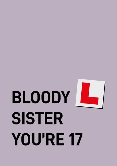 Funny Birthday card - 17th - Bloody L created by Quinton cards