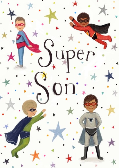 Cute Birthday card - Super Son created by Love Lucy Illustration