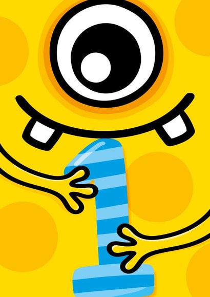 1st Birthday Card - Cute Monster created by Macie Dot Doodles