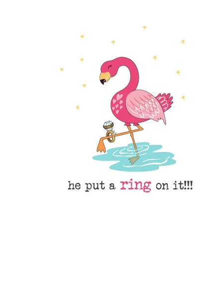 Cute Engagement Card - Flamingo created by Dandelion Stationery