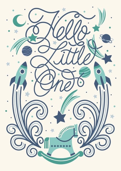 Cute New Baby card - Hello little One - Boy created by catantrell