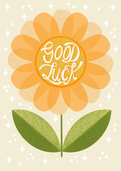 Cute Retro Flower Good Luck Card - Yellow Daisy created by Louise Brainwood