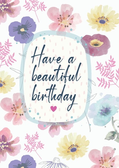 Pretty Birthday Card - Beautiful Flowers created by Beverley Hopwood Illustration