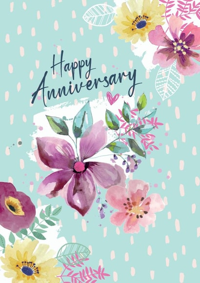 Pretty Anniversary card for each other or a much loved couple. created by Beverley Hopwood Illustration