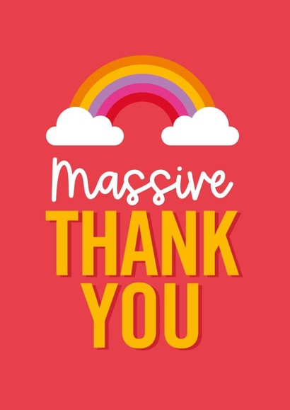 Colourful Thank you card - Rainbow - Massive Thank you created by Postbox Party