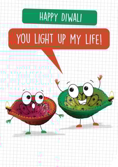 Funny Diya Lamps Diwali Card - Cute you light up my life! created by Quitting Hollywood