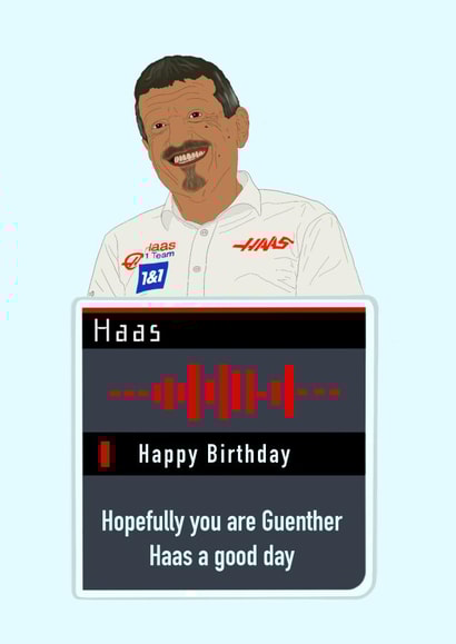 Funny F1 Guenther Steiner birthday card created by Maid by Kates