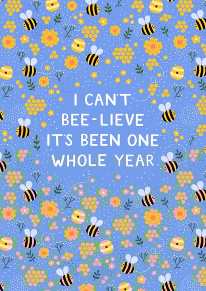 Cute Bee One Year Anniversary Card 1st created by Pear Tree Press