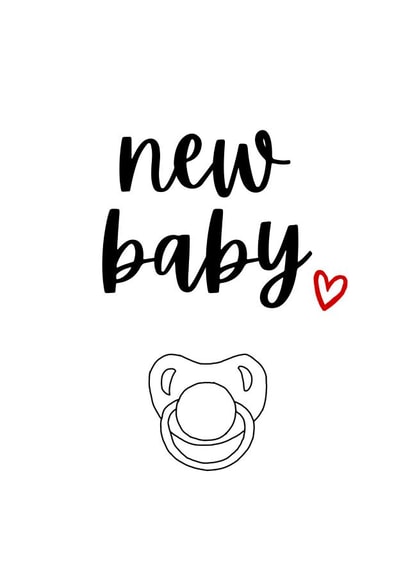 New baby dummy cute new child birth pregnancy card best wishes congratulations created by Amy (Hedgecards)