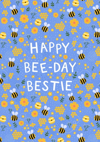 Pretty Birthday Card - Bee Pun - Bestie created by Pear Tree Press