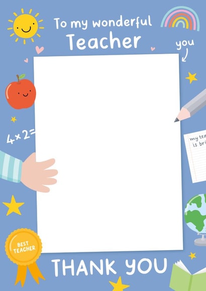 My Wonderful Teacher Thank You Card - Drawing of Teacher created by Macie Dot Doodles