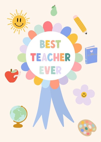 Best teacher ever card - teacher card - cute teaching card created by Pearl Studio