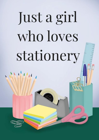 Cute card for a stationery lover created by Laver Illustration