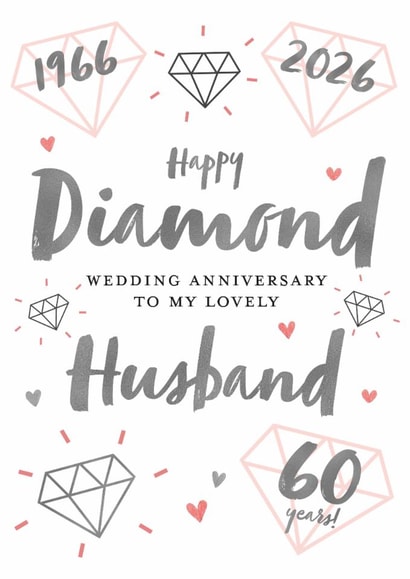 Pretty Anniversary Card - Diamond - 60th - Husband created by Juniper and Rose Studio