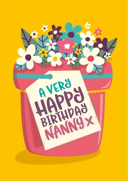 Floral Birthday Card for Nanny – A Very Happy Birthday Nanny created by The Typecast Gallery