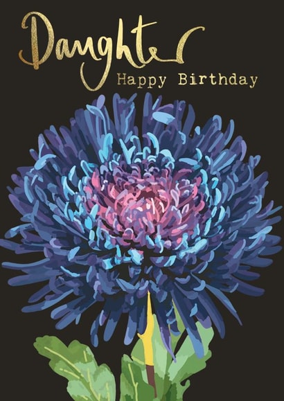 An elegant blue chrysanthemum card for your elegant daughter created by Sarah Kelleher