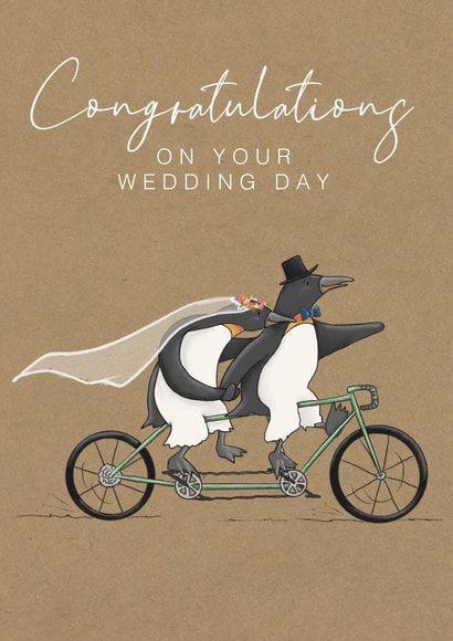 Cute Wedding Card - Penguins - Happy Couple created by Lucy Driver