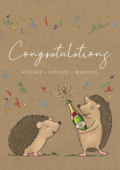 Cute Congratulations Card - Hedgehogs - Yippeee created by Lucy Driver