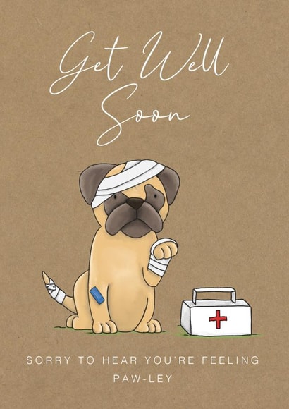 Cute Get Well Card - Feeling Paw-ley created by Lucy Driver