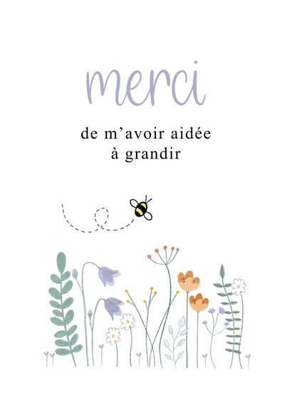 French Card - Thank You For Helping Me Grow - Teacher Card created by Kalm Lettering
