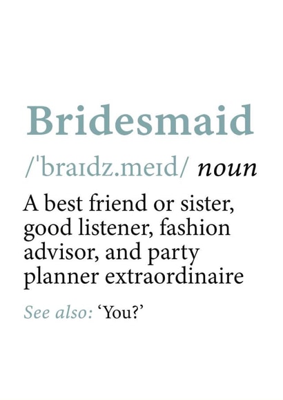 Cute Bridesmaid Definition Card - Will You Be My Bridesmaid? created by @RoseDesignCards