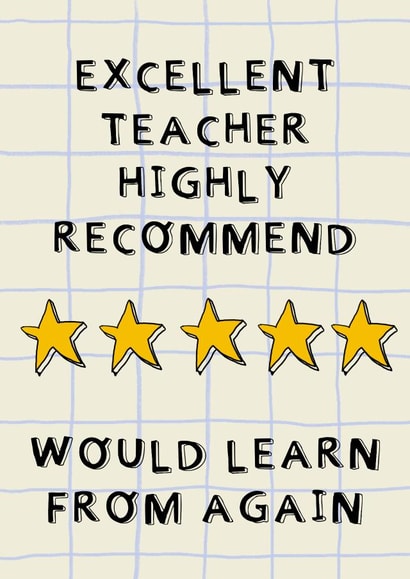 Teacher Review Card created by Rosie Johnson Illustrates