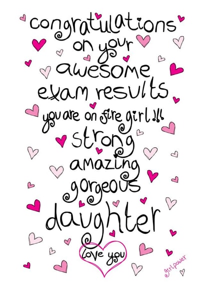 Heartfelt Exams Card - Congratulations Daughter created by The Girl Power Fairies
