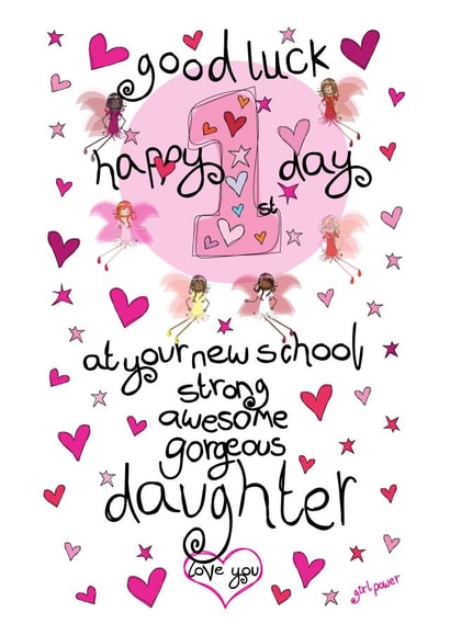 Cute Good Luck Card - Daughter New School created by The Girl Power Fairies