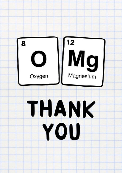 Funny science teacher thank you card with chemical elements created by Ginger Peach Design