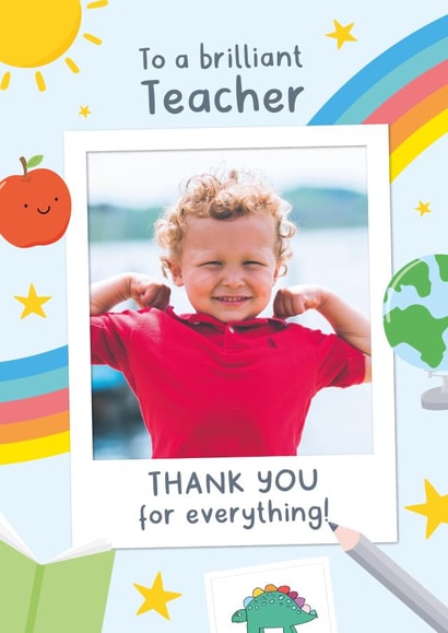 teacher rainbow Thank You Personalised Photo Card 4055 created by Macie Dot Doodles