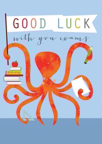 Cute Exams Card - Good Luck - Octopus created by Kali Stileman