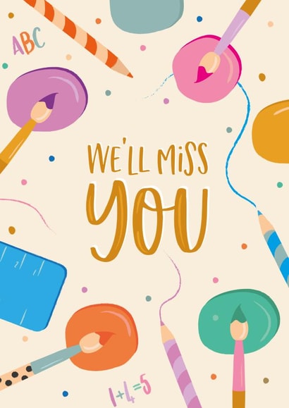 Cute Thank you teacher card - We'll miss you created by The Pattern Press