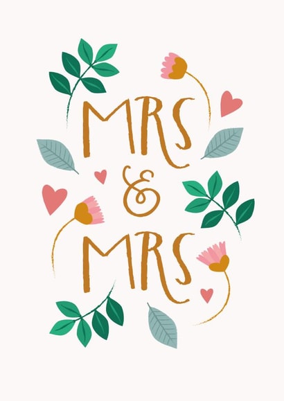 Pretty Wedding card - Mrs & Mrs created by The Pattern Press