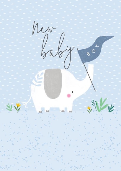 contemporary/modern - new baby - baby boy - baby elephant - pregnancy card created by Laura Darrington Design Ltd.