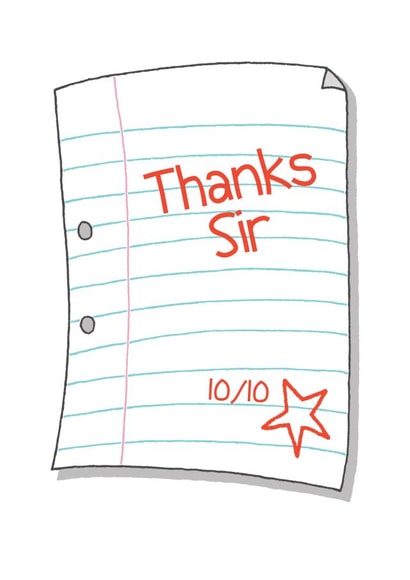 Thanks Sir card - thank you teacher - male teacher card - ten out of ten - 10/10 created by Becka Griffin