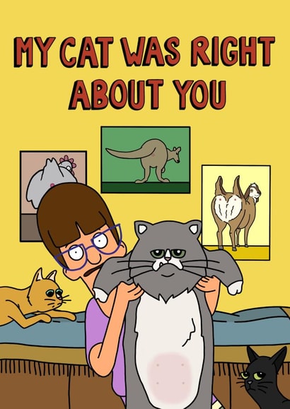 Funny bobs burgers card - for friends - gayle crazy cat lady created by Annabelle’s Illustrations